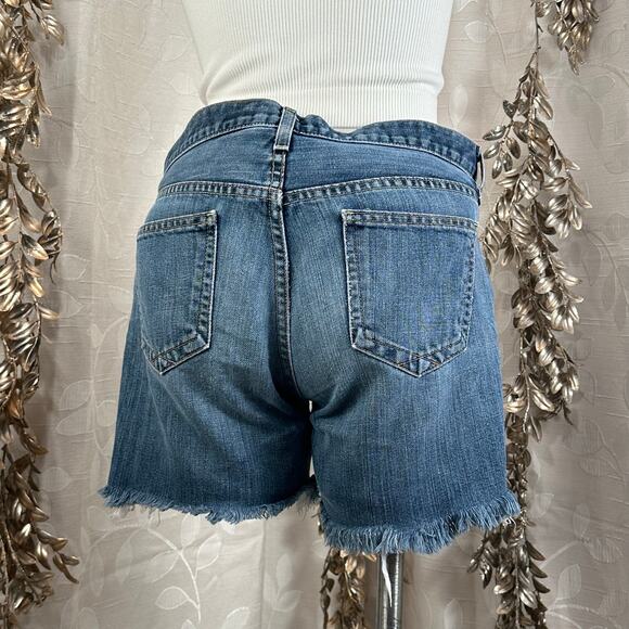 GAP long & lean women's denim shorts 8L mid rise frayed hem‎ summer cutoffs - Picture 5 of 14